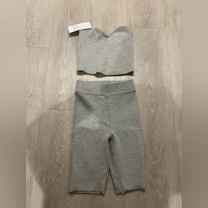 Zara grey two piece halter short set NWT